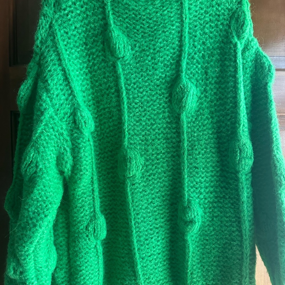 Vibrant Green Knit Cardigan - Picture 3 of 3